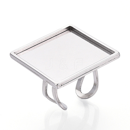 304 Stainless Steel Open Cuff Ring Components STAS-S080-041I-P-1