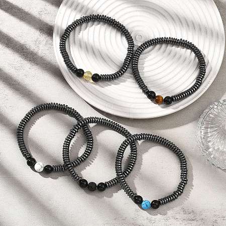 Natural & Synthetic Mixed Gemstone Beaded Stretch Bracelets for Women BJEW-JB12843-1