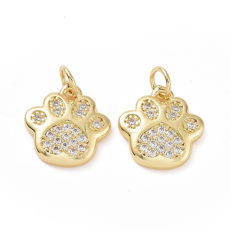 Brass Cubic Zirconia Charms ZIRC-I062-34G-1