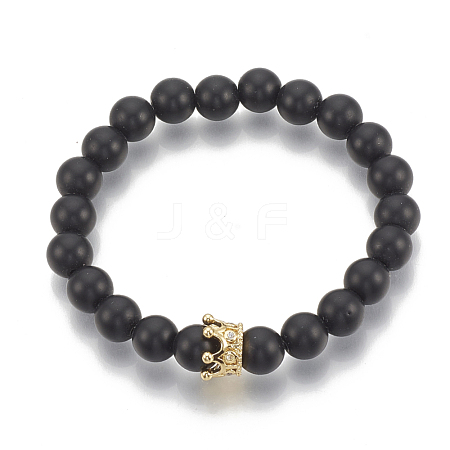 Synthetic Lava Rock Stretch Bracelets ZIRC-T006-24G-02-1