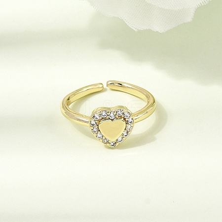 Brass Micro Pave Cubic Zirconia Cuff Open Rings for Women RJEW-B160-10G-1