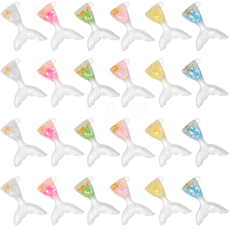 24Pcs 6 Colors Luminous Transparent Resin Pendants RESI-SP0001-01-1