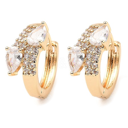 Brass Micro Pave Cubic Zirconia Hoop Earrings EJEW-D078-07KCG-1