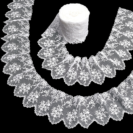 7.5 Yards Flower Pattern Artificial Fibers Lace Embroidery Sewing Trimming DIY-FG0005-08B-1