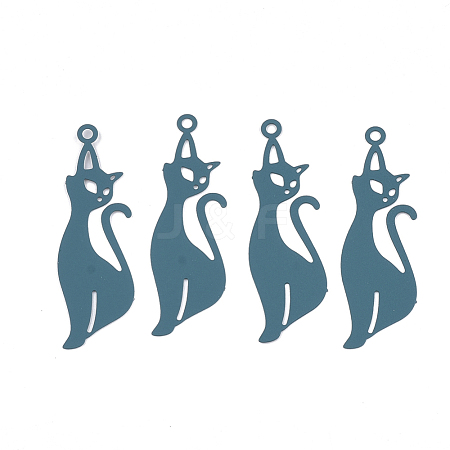 430 Stainless Steel Kitten Pendants STAS-S108-17A-1