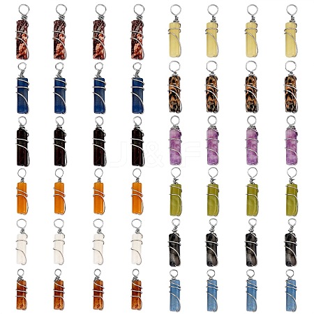 48Pcs 12 Styles Natural Mixed Stone Pendants FIND-SZ0006-07-1