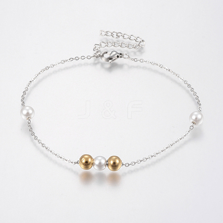 Trendy 304 Stainless Steel Cable Chain Bracelets BJEW-I243-14GP-B-1