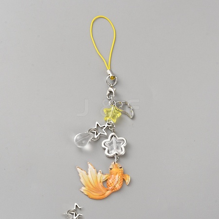 Fish Alloy Acrylic Mobile Straps HJEW-WH0036-125B-1
