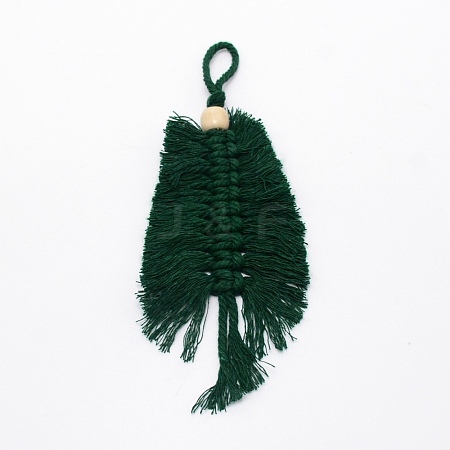 Christmas Theme Leaf Knitting Pendant Decorations DIY-TAC0016-17-1