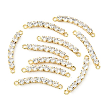 SHEGRACE Brass Pave Clear Cubic Zirconia Connector Charms XGRQ3P551-643G-1