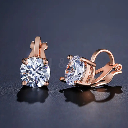 Brass Cubic Zirconia Clip-on Earrings WGE68B6-03-1