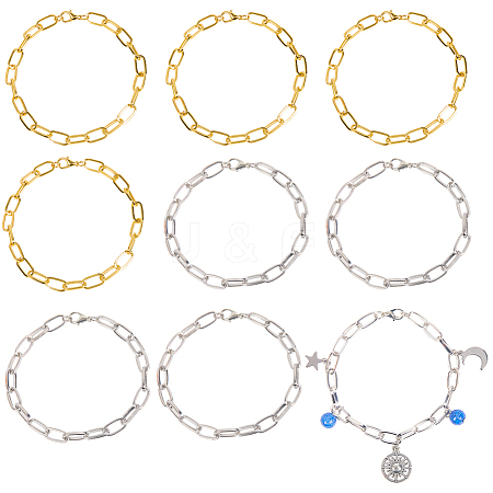 20Pcs 2 Colors Iron Cable Chain Bracelets for Women Men BJEW-SC0001-41-1