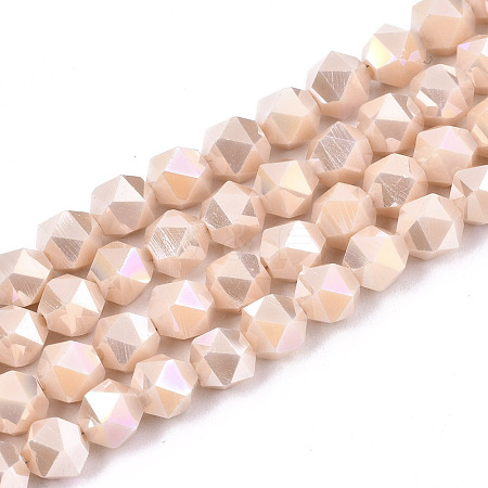 Electroplate Opaque Glass Beads Strands EGLA-T019-05V-1