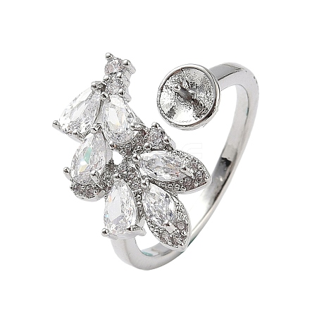 Brass Pave Clear Cubic Zirconia Earring Findings KK-D369-10P-1