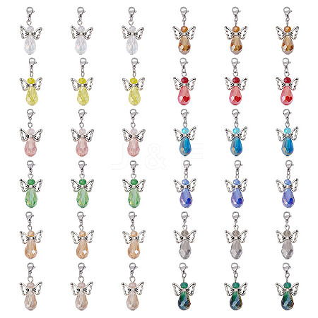 Angel Glass & Alloy Pendant Decorations HJEW-HY00005-1