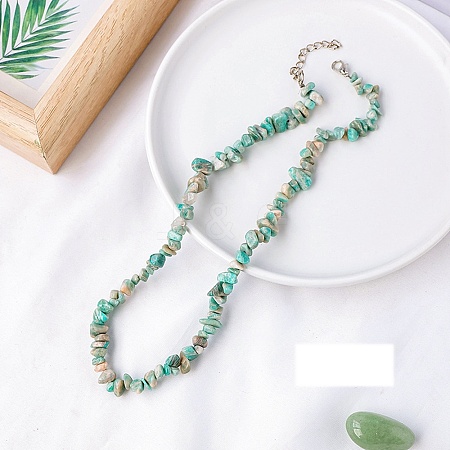 Natural Amazonite Chips Bead Necklace PW-WG87743-09-1