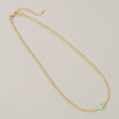 Real 18K Gold Plated 2mm Round Brass Beaded Necklaces HJ8238-7-1