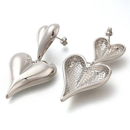 Rack Plating Heart Brass Stud Earrings EJEW-I310-10P-1