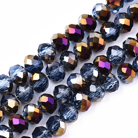 Electroplate Transparent Glass Beads Strands EGLA-A034-T6mm-F24-1