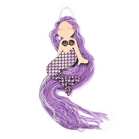 Mermaid Theme Tassel Wall Hanging Decorations HJEW-WH0005-07A-1