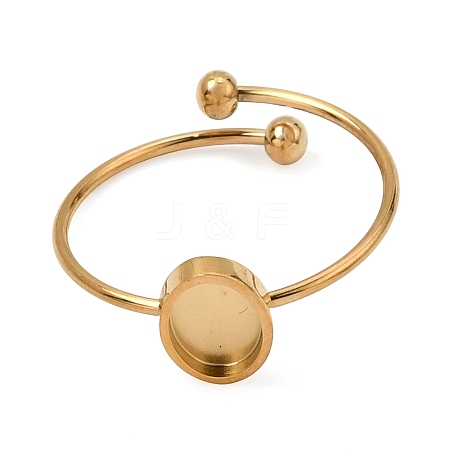 Oval 304 Stainless Steel Open Cuff Bangle Makings with Bezel Tray SA-CBABF3F-03G-07-1
