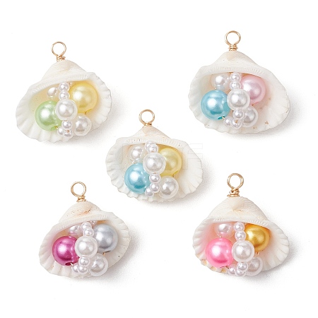 Natural Clam Shell Pendants PALLOY-JF03551-1
