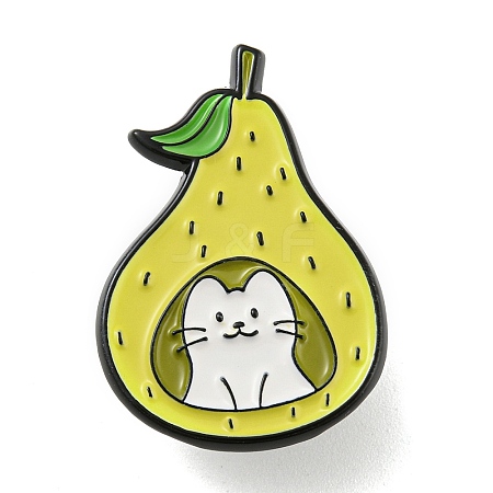 Cartoon Fruit with Cat Enamel Pins JEWB-F031-01C-1
