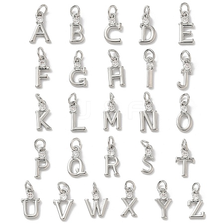 Brass Micro Pave Clear Cubic Zirconia Charms KK-A273-01P-1