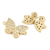 Brass Micro Pave Clear Cubic Zirconia Connector Charms CU-CBA908F-04G-04-2