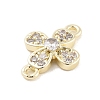 Brass Pave Clear Cubic Zirconia Flower Links Connector Charms KK-Z061-02G-02-2