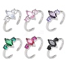 Brass Micro Pave Cubic Zirconia Cuff Open Rings for Women RJEW-L343-14P-2