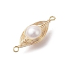 Copper Wire Wrapped Pearl Connector Charms PALLOY-JF02920-3