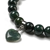 8.5mm Round Natural Moss Agate Beaded Stretch Bracelets BJEW-C074-01P-3