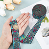 Ethnic Style Rhombus Pattern Polyester Ribbon OCOR-WH0047-50A-3