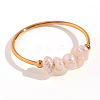 Nuggets Stainless Steel & Natural Freshwater Pearl Beads Finger Rings WG1BE4A-05-5