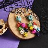 Dyed Synthetic Turquoise Skull Dangle Earrings EJEW-TA00224-2