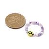 3Pcs 3 Color Glass Seed & Acrylic Smiling Face Beaded Stretch Rings Set RJEW-JR00577-4