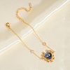 Printed 304 Stainless Steel Blue Evil Eye Heart Link Bracelets for Women WG502A7-04-2