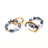 Round Faceted Natural Mixed Gemstone Hoop Earrings for Girl Women EJEW-JE04612-5