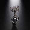 Cat Shape Rhinestone with Opalite Brooch Pin PW-WG9719E-01-1