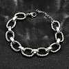 304 Stainless Steel Oval Link Chain Bracelets for Women X-BJEW-R021-09P-2