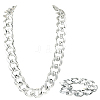 2Pcs 2 Styles Acrylic Cuban Link Chain Necklaces & Bracelets Jewelry Sets SJEW-SP0001-01P-1