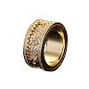 Gear Brass Micro Pave Clear Cubic Zirconia Rotatable Finger Rings FS-WGBD3BF-13-1
