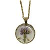 Alloy & Plastic Inner Flower Flat Round Pendant Necklaces FS-WG8915D-16-2