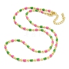 Brass Enamel Column Link Chain Necklaces NJEW-H039-10A-03G-2