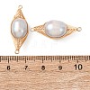 Copper Herringbone Wire-Wrapped Natural Pearl Round Links Connector Charms KK-Z152-02G-02-3