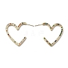 Heart Brass Micro Pave Cubic Zirconia Stud Earrings EJEW-F395-01B-4