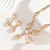 Teardrop Alloy Rhinestone Pendant Necklaces & Stud Earring & Rings Sets for Women FS-WG09A79-01-4