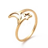 Ion Plating(IP) 201 Stainless Steel Moon & Star Finger Ring RJEW-J051-28G-1