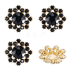 Flower Alloy & Glass Shank Buttons BUTT-WH0061-13-1